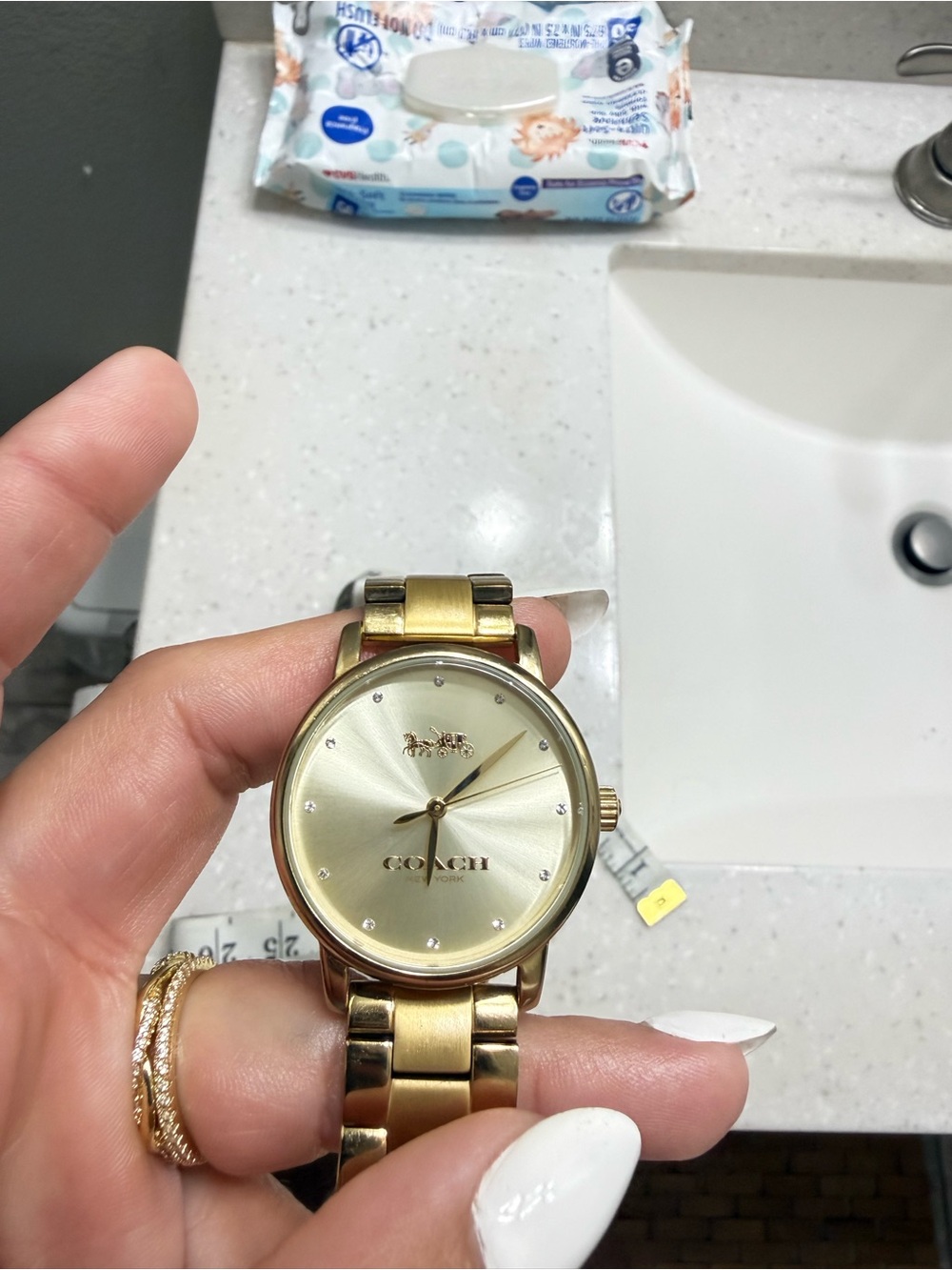 Coach Gold-Tone Women's Crystal Dial Bracelet Watch